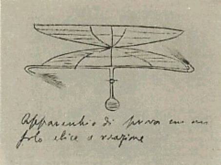 Schizzo di Forlanini per un elicottero a reazione